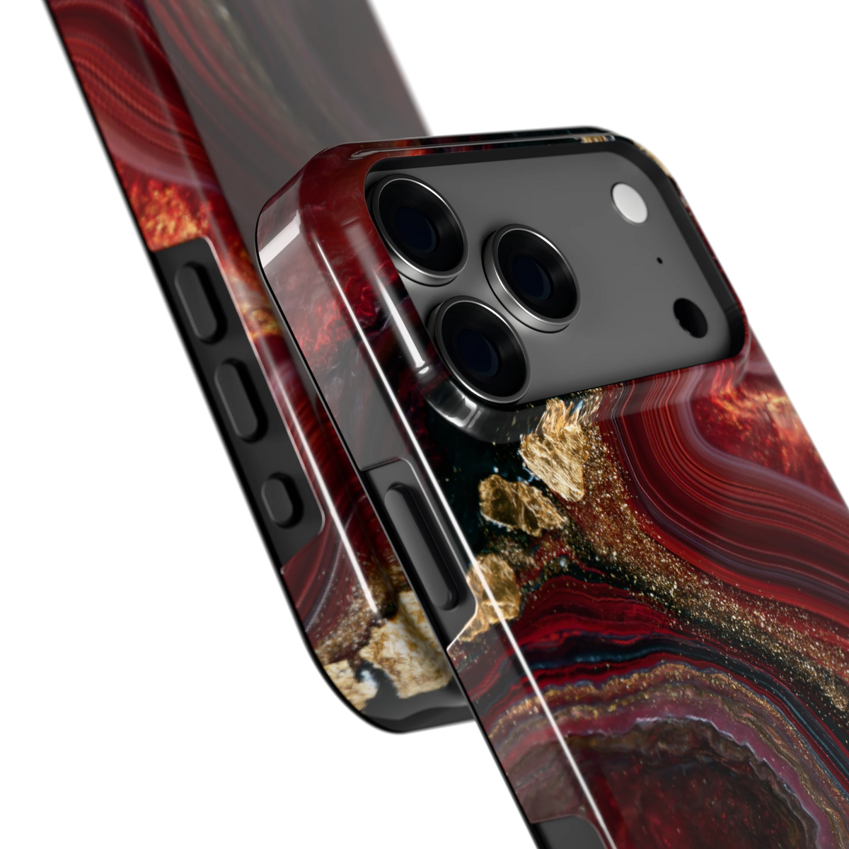 Karmozijn Agaat hoesje voor iPhone 18 Pro Max, close-up