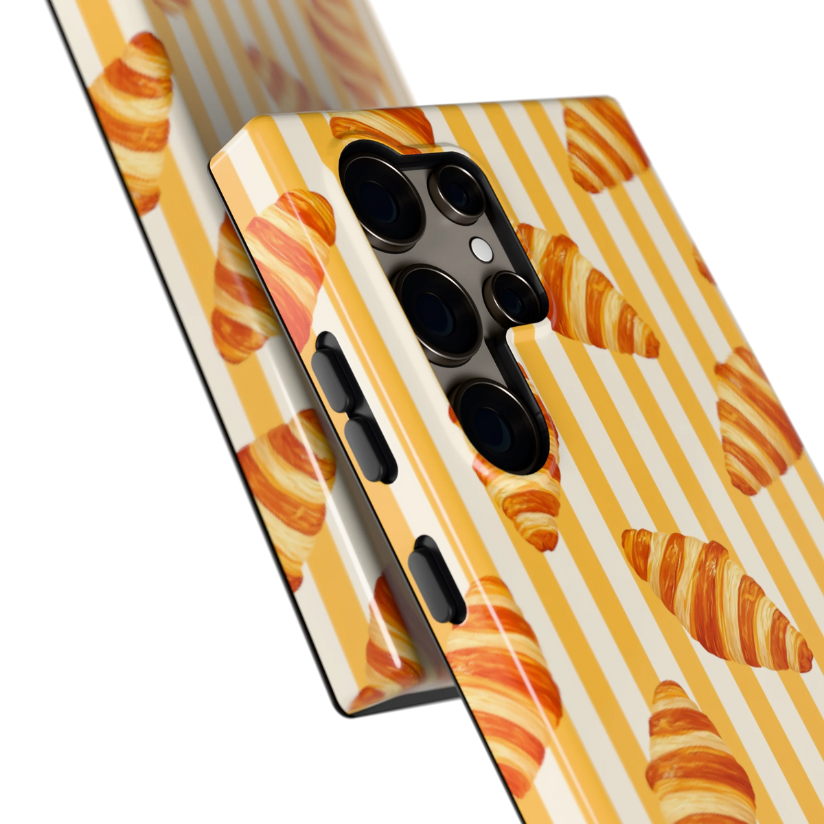 Croissant Strepen hoesje voor Galaxy S24 Ultra, close-up