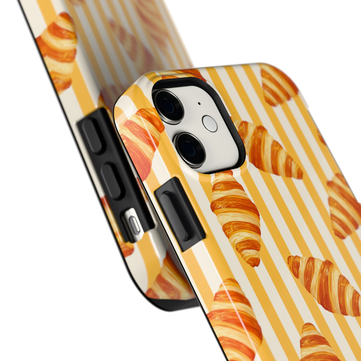 Croissant Strepen hoesje voor iPhone 11, close-up