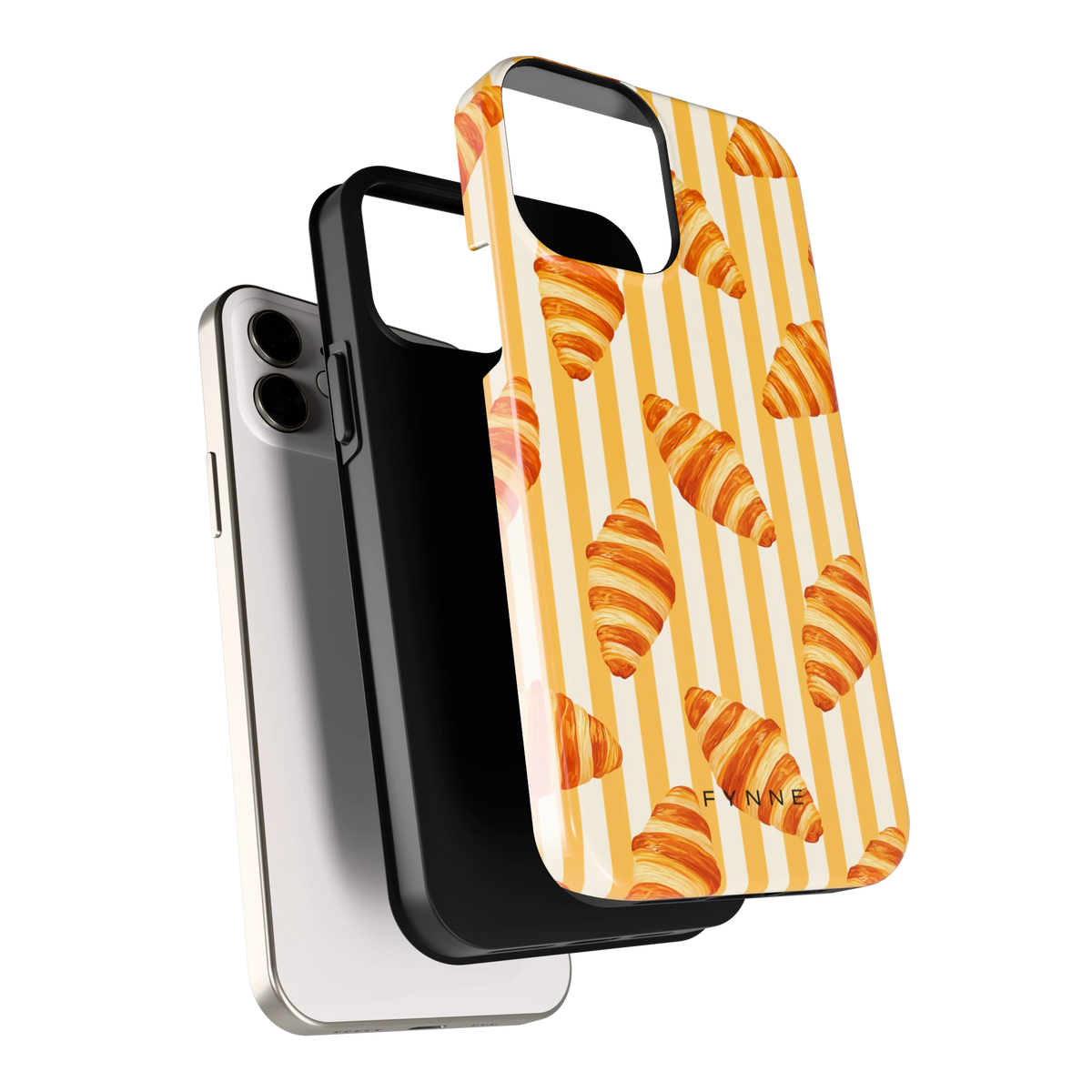 Croissant Strepen hoesje voor iPhone 12, los van de telefoon