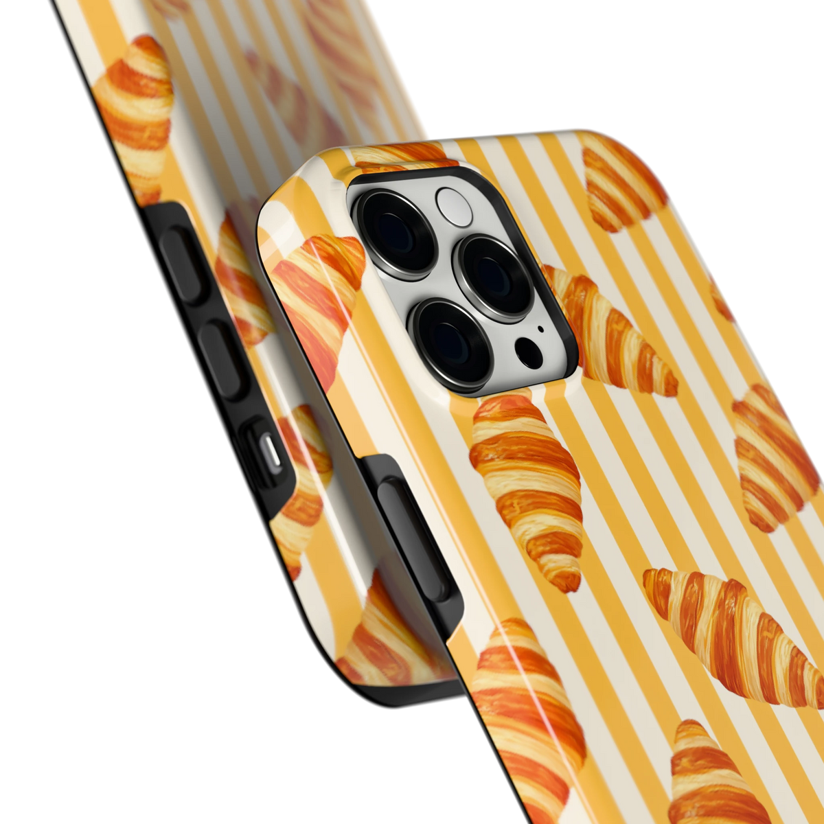 Croissant Strepen hoesje voor iPhone 12 Pro Max, close-up
