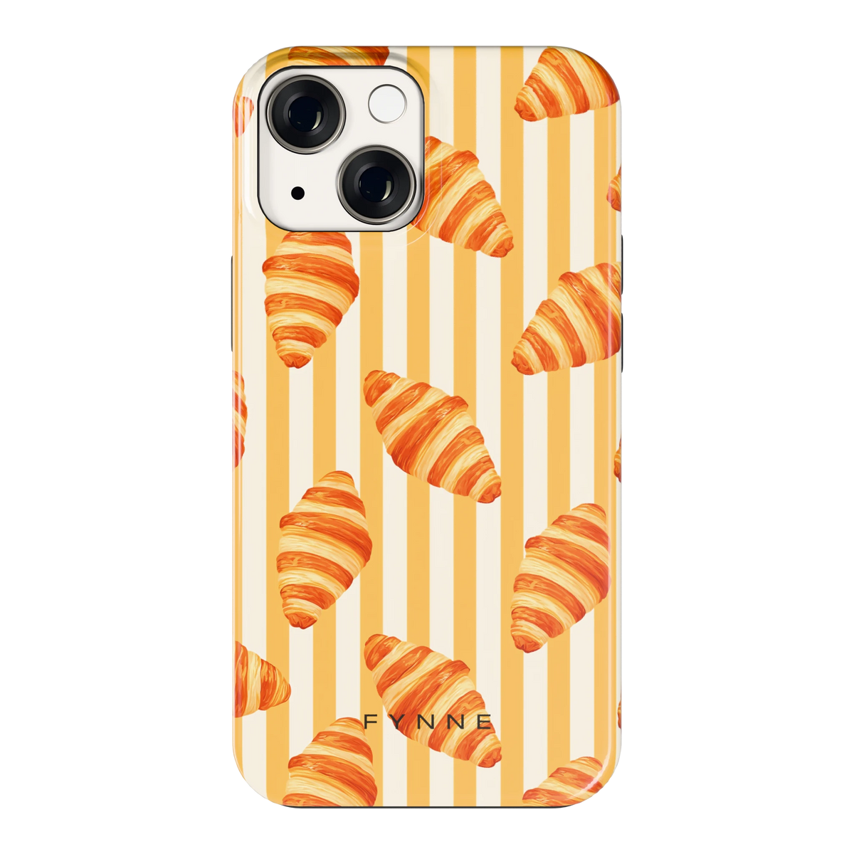 Croissant Strepen hoesje voor iPhone 13 mini, achterkant