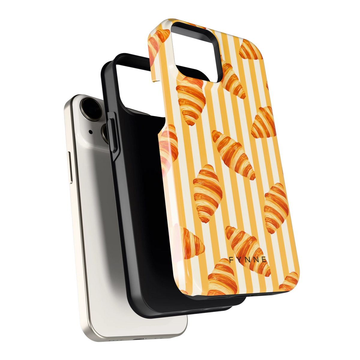 Croissant Strepen hoesje voor iPhone 13 mini, los van de telefoon