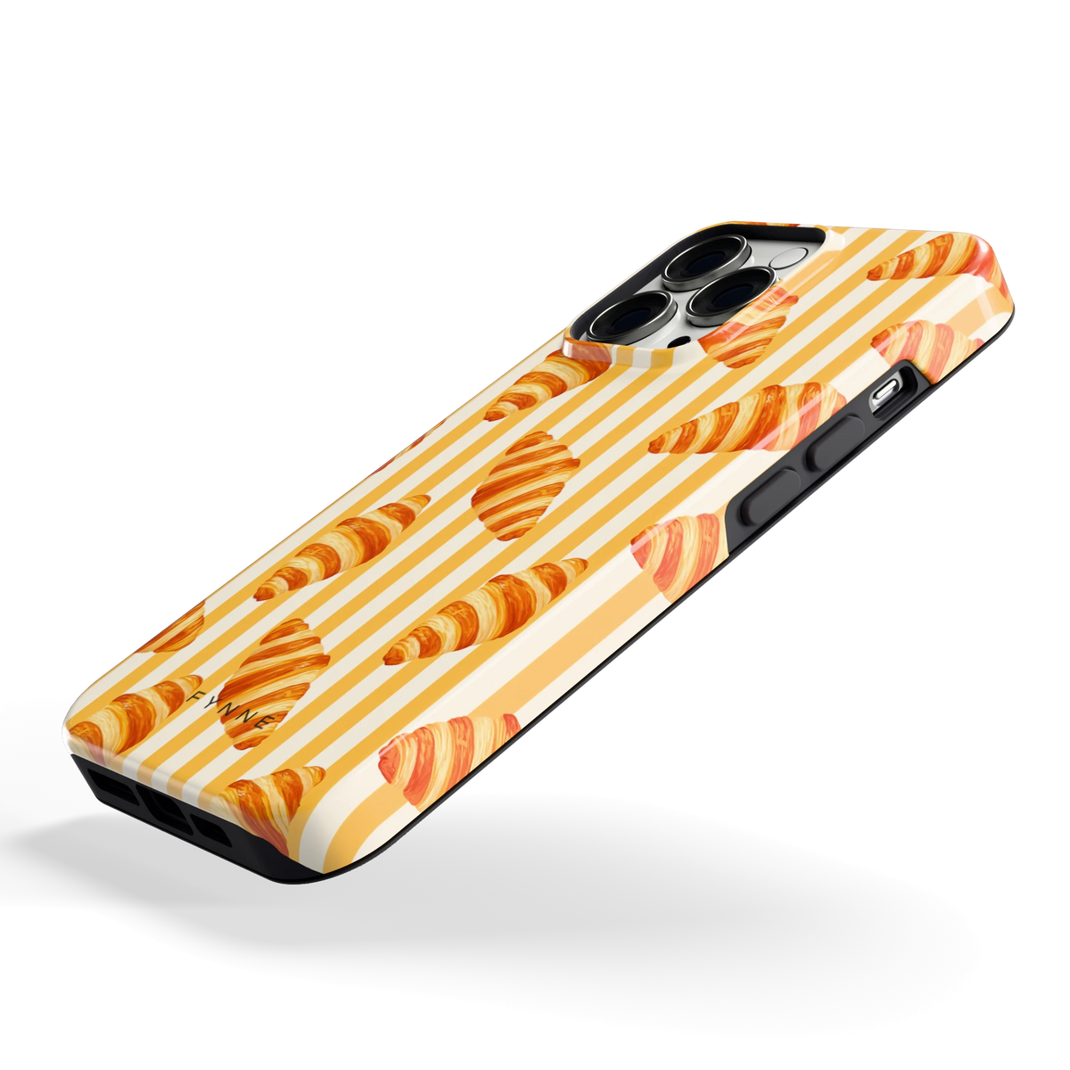 Croissant Strepen hoesje voor iPhone 13 Pro, schuin