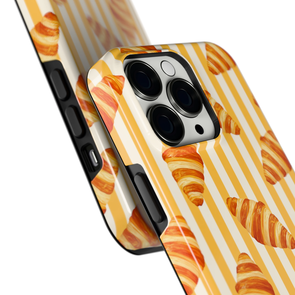 Croissant Strepen hoesje voor iPhone 13 Pro, close-up