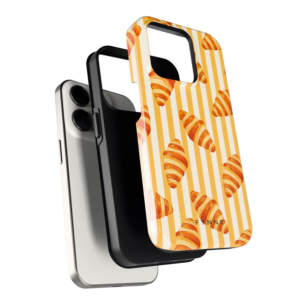 Croissant Strepen hoesje voor iPhone 15 Pro, los van de telefoon