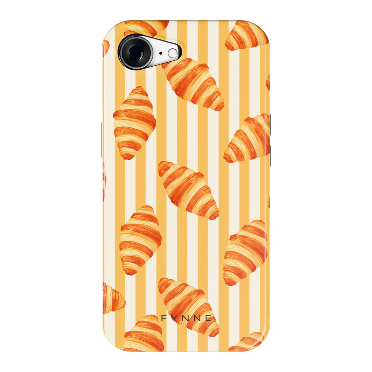 Croissant Strepen hoesje voor iPhone 16e, achterkant