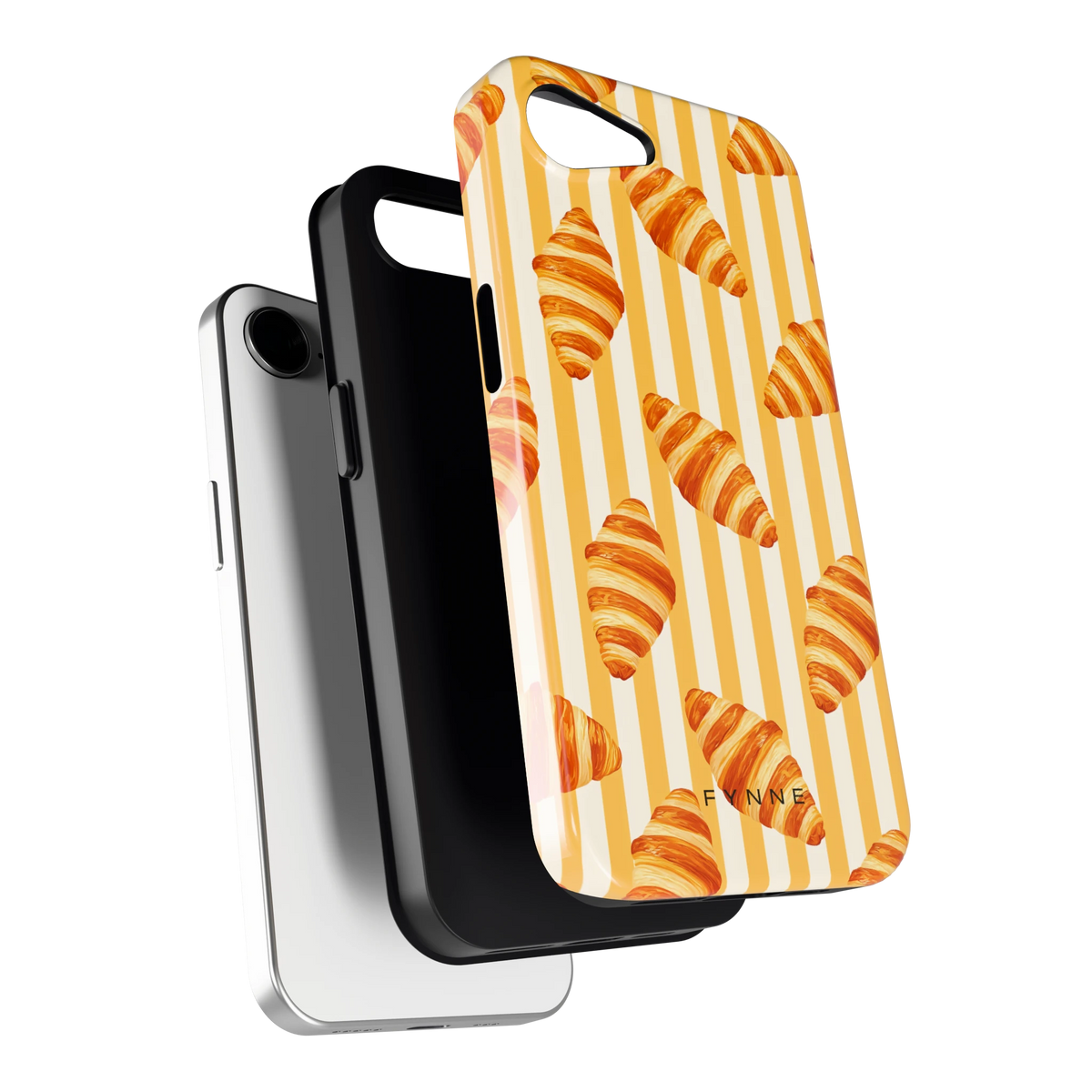 Croissant Strepen hoesje voor iPhone 16e, los van de telefoon