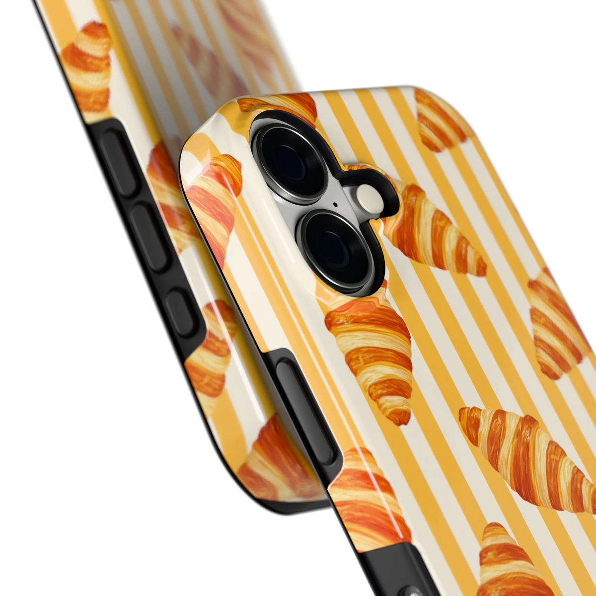 Croissant Strepen hoesje voor iPhone 17, close-up