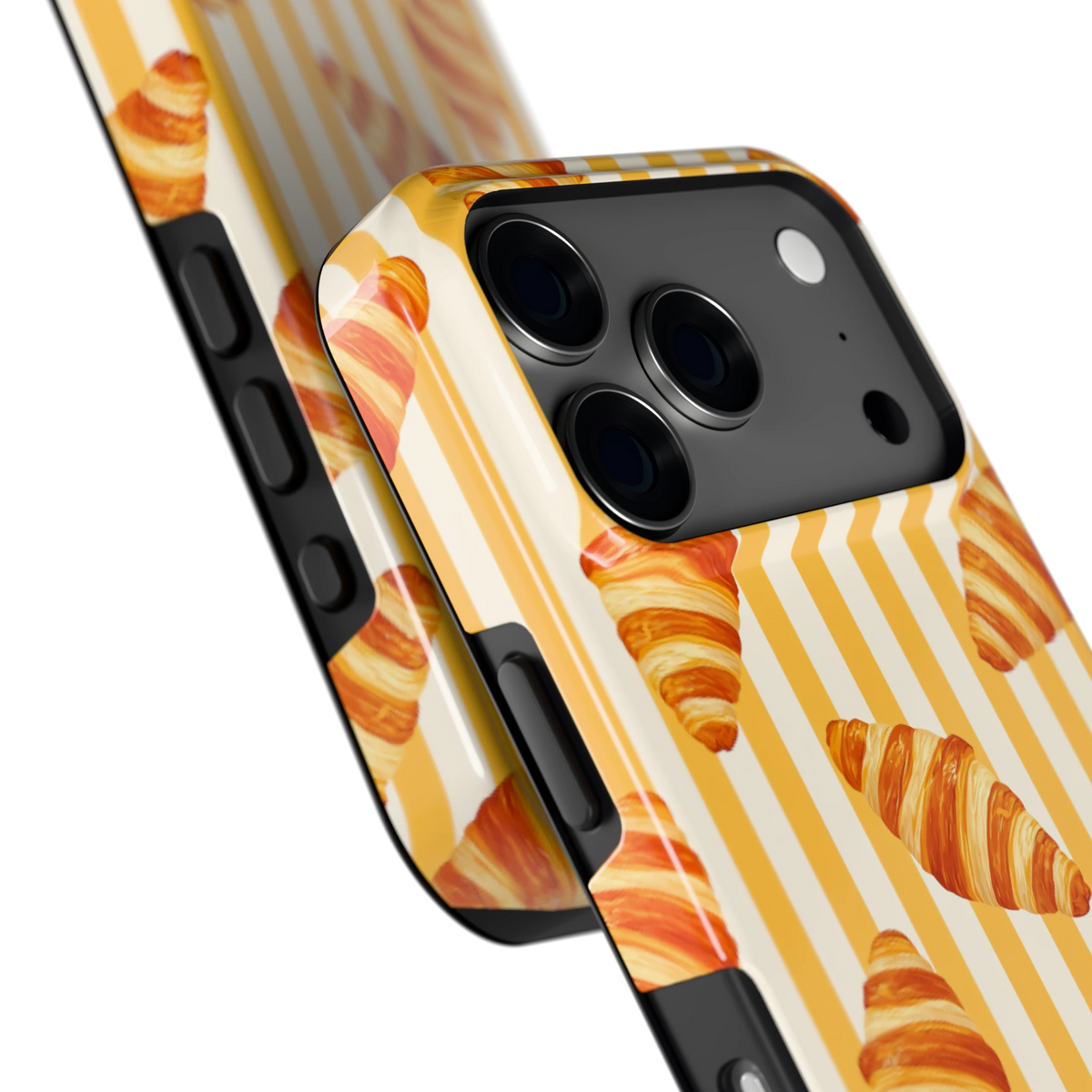 Croissant Strepen hoesje voor iPhone 17 Pro, close-up