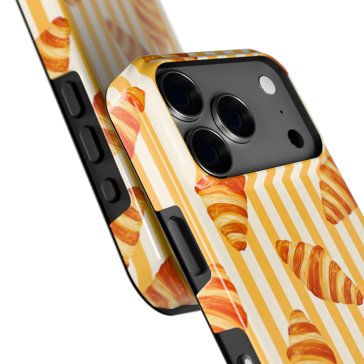 Croissant Strepen hoesje voor iPhone 18 Pro, close-up