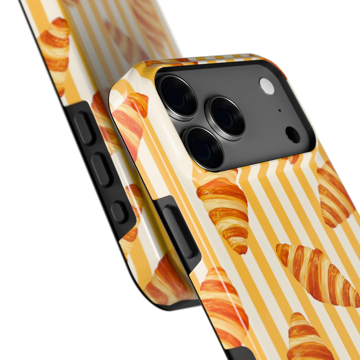 Croissant Strepen hoesje voor iPhone 18 Pro Max, close-up
