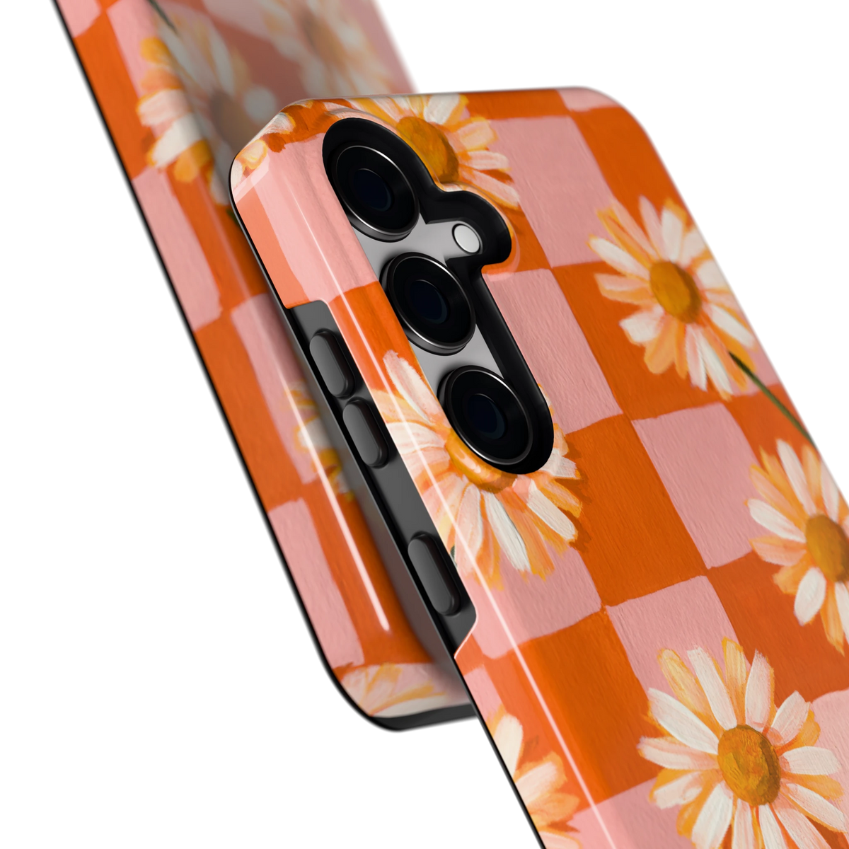 Madelieven op Dambord hoesje voor Galaxy S24+, close-up