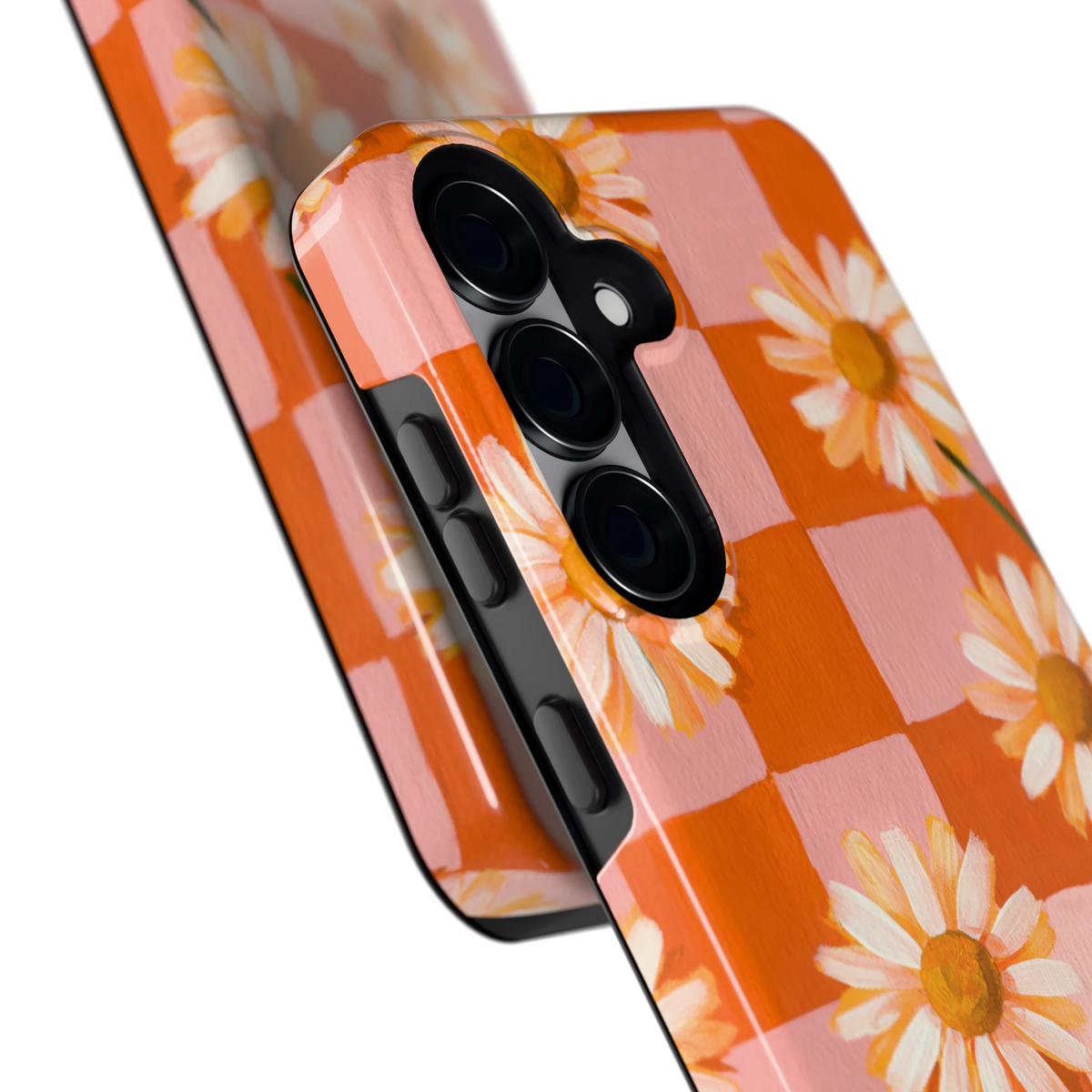 Madelieven op Dambord hoesje voor Galaxy S25, close-up
