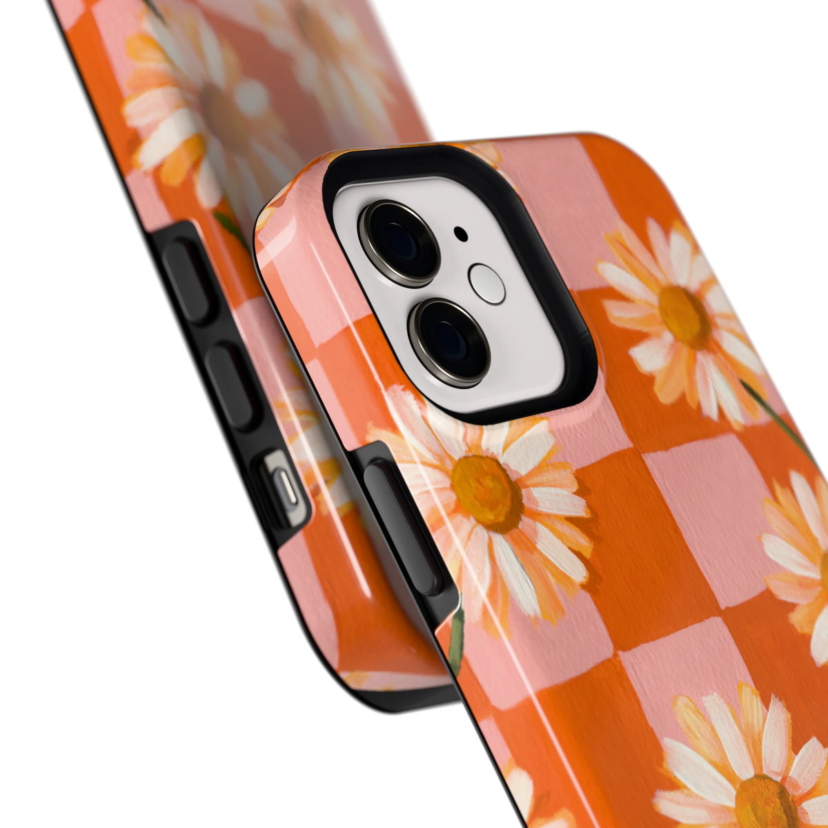 Madelieven op Dambord hoesje voor iPhone 12, close-up