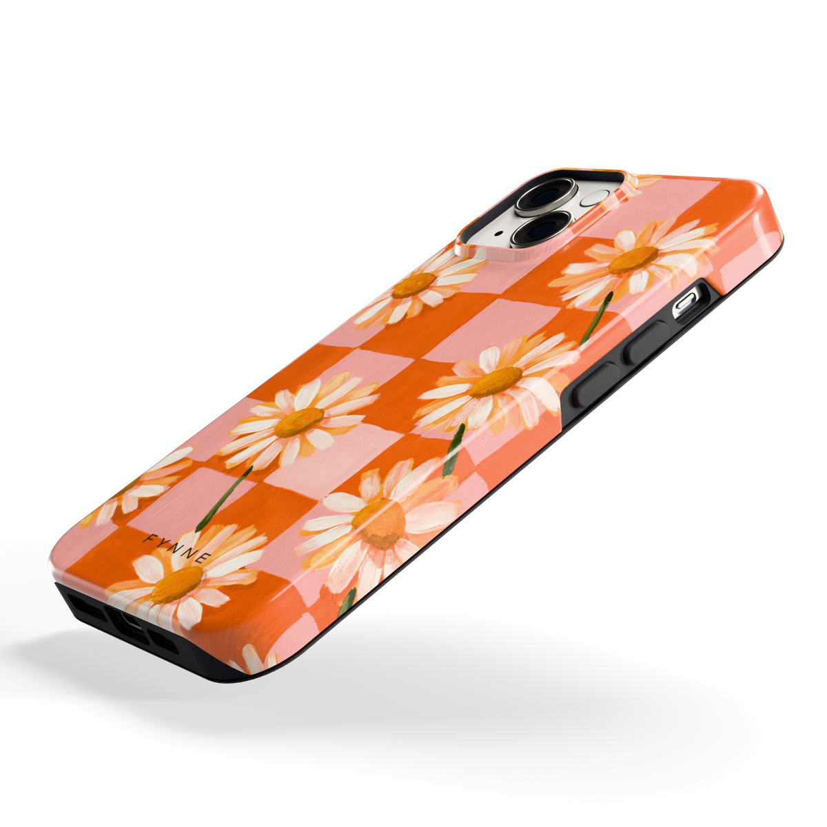 Madelieven op Dambord hoesje voor iPhone 14, schuin