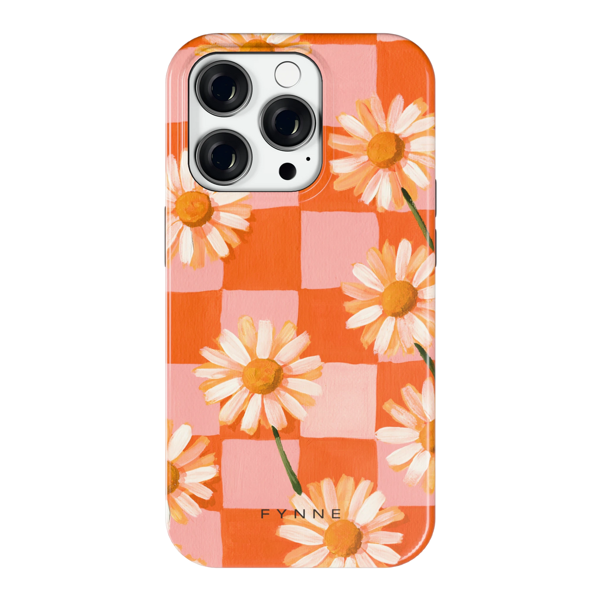 Madelieven op Dambord hoesje voor iPhone 14 Pro, achterkant