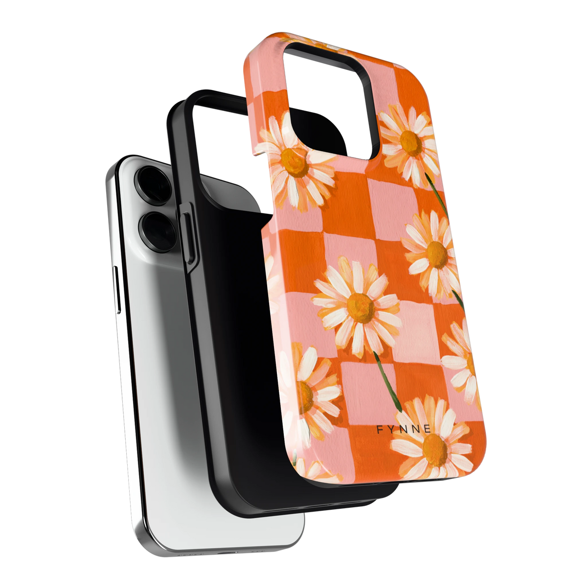 Madelieven op Dambord hoesje voor iPhone 14 Pro, los van de telefoon
