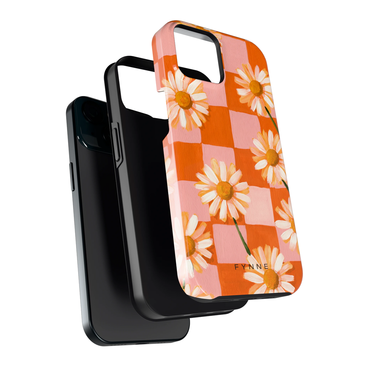 Madelieven op Dambord hoesje voor iPhone 15, los van de telefoon