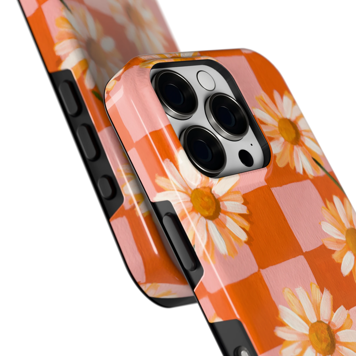 Madelieven op Dambord hoesje voor iPhone 16 Pro, close-up