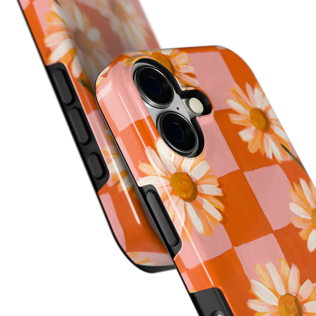 Madelieven op Dambord hoesje voor iPhone 17, close-up