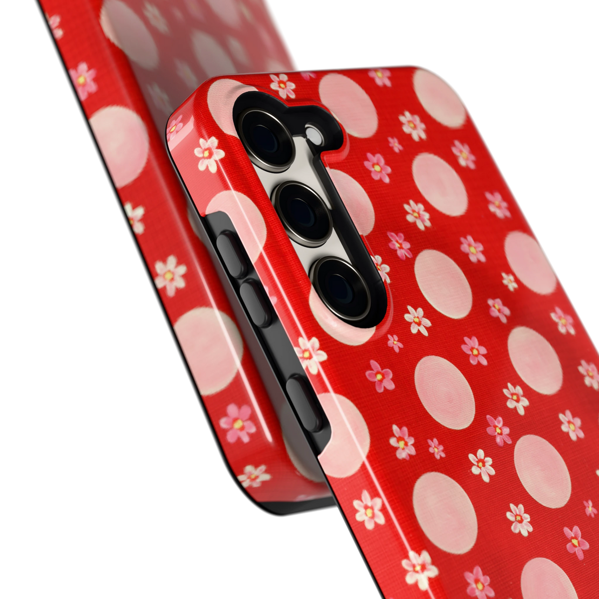 Madeliefjes en Stippen hoesje voor Galaxy S23+, close-up