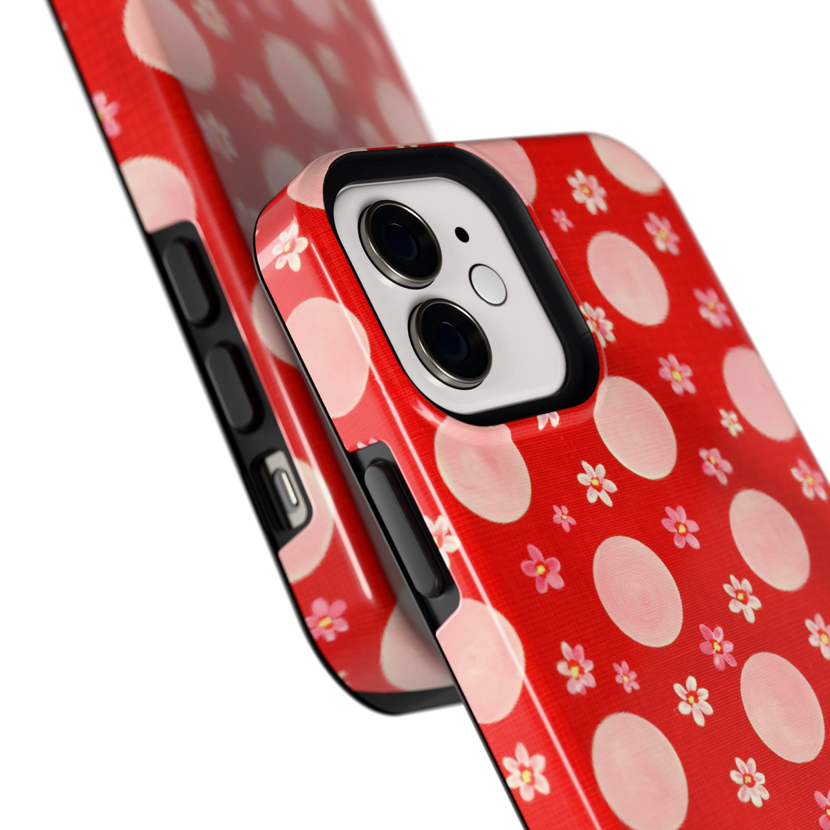 Madeliefjes en Stippen hoesje voor iPhone 12, close-up