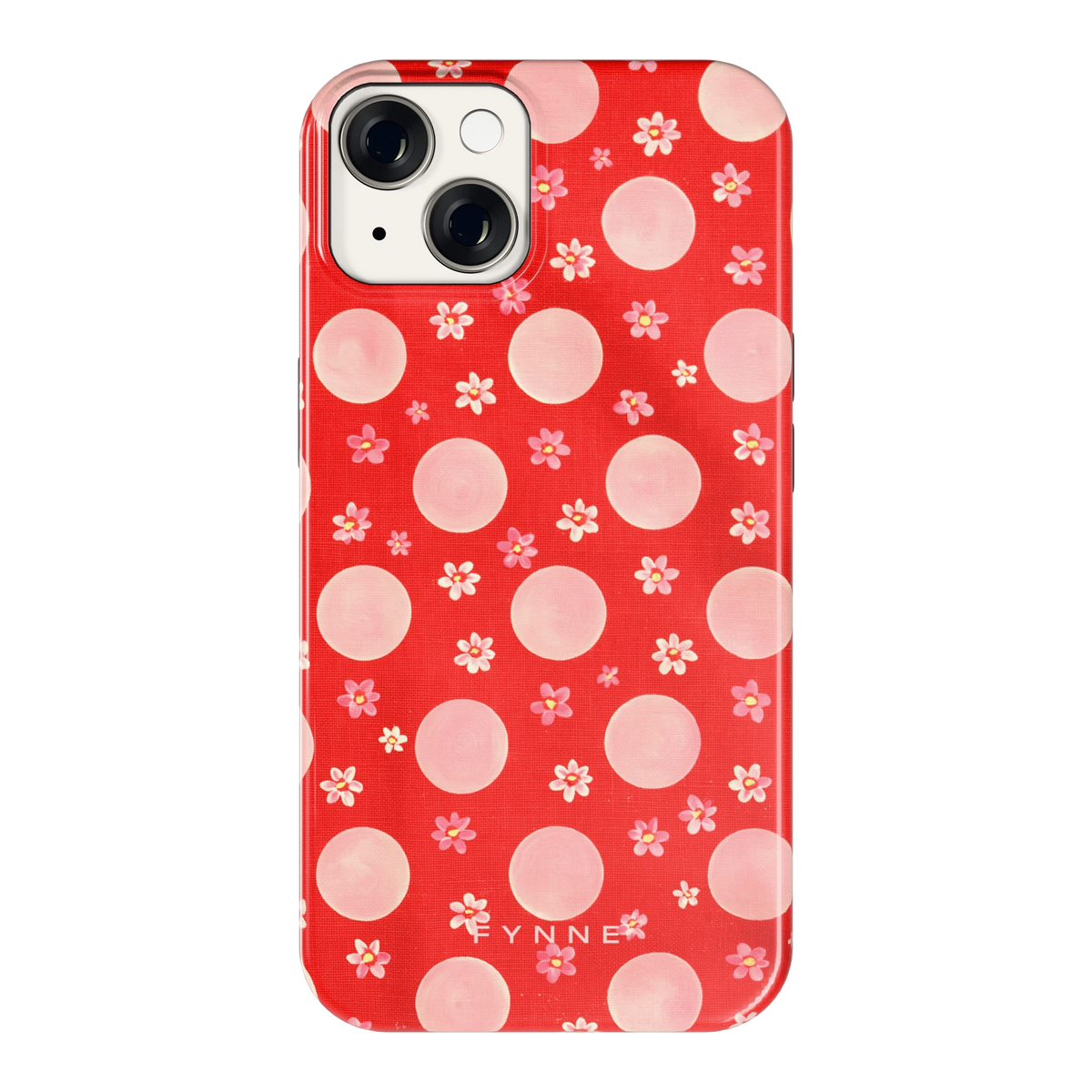 Madeliefjes en Stippen hoesje voor iPhone 14, achterkant