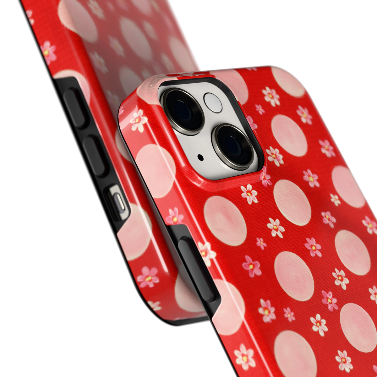 Madeliefjes en Stippen hoesje voor iPhone 14, close-up