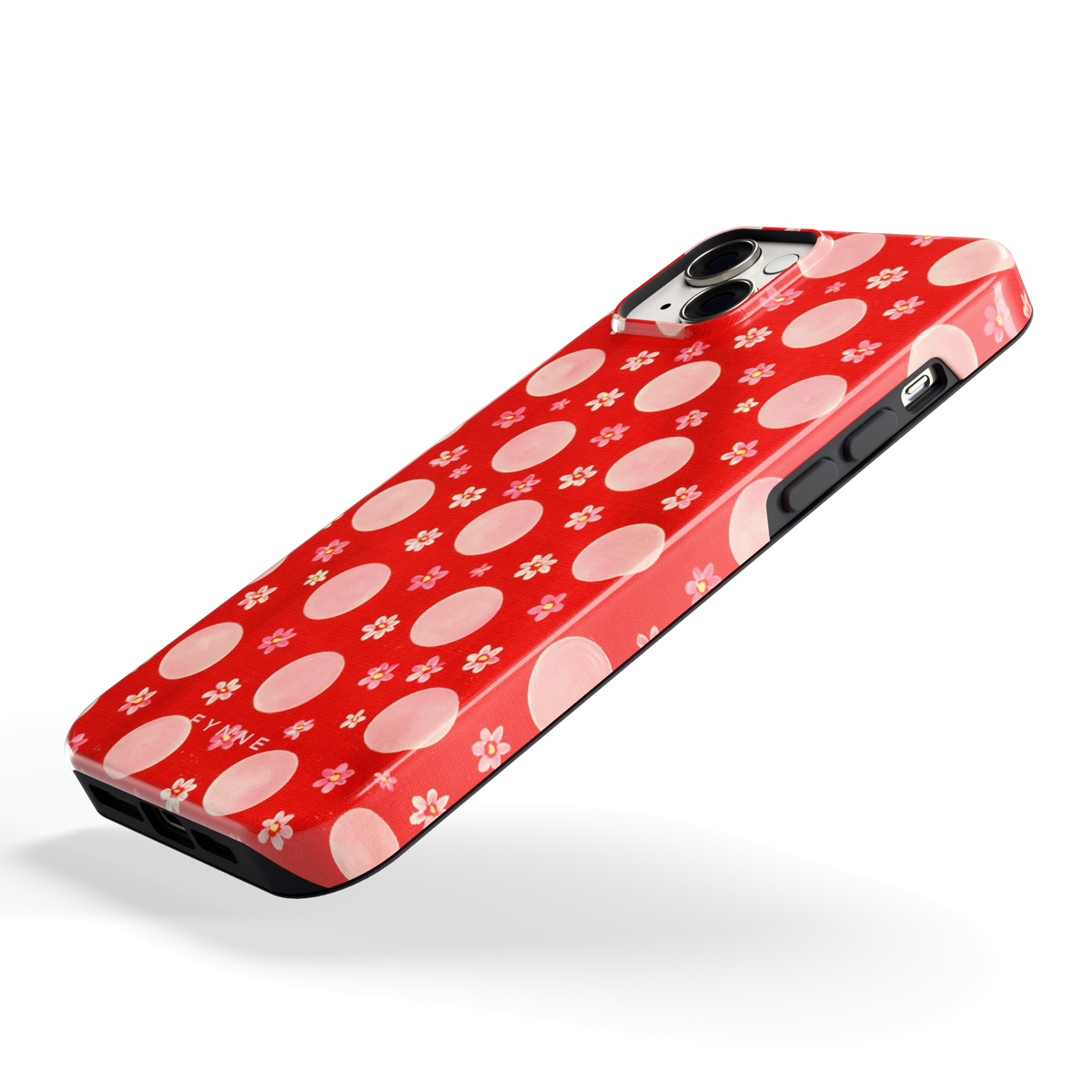 Madeliefjes en Stippen hoesje voor iPhone 14 Plus, schuin