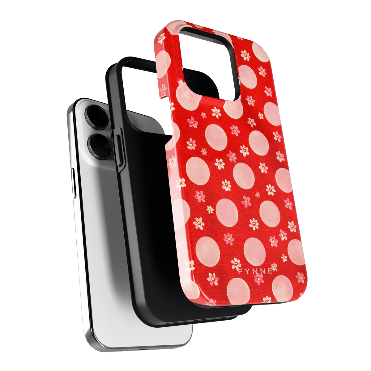 Madeliefjes en Stippen hoesje voor iPhone 14 Pro, los van de telefoon