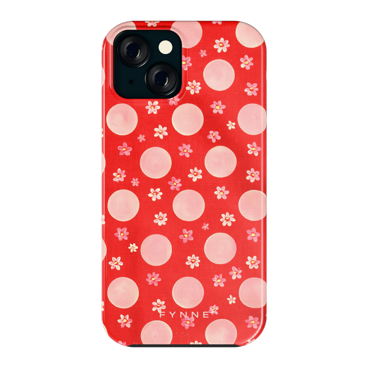 Madeliefjes en Stippen hoesje voor iPhone 15, achterkant