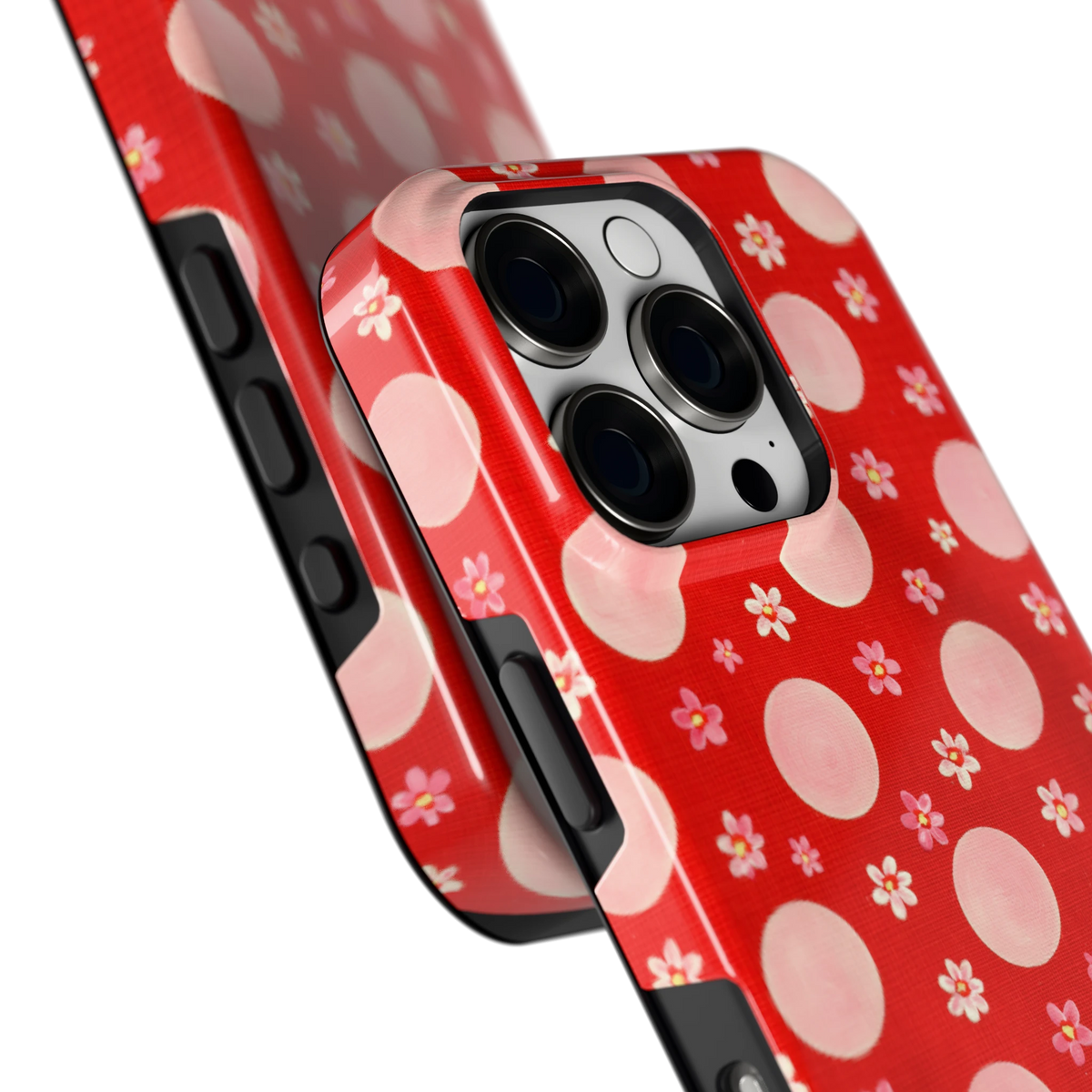 Madeliefjes en Stippen hoesje voor iPhone 16 Pro, close-up