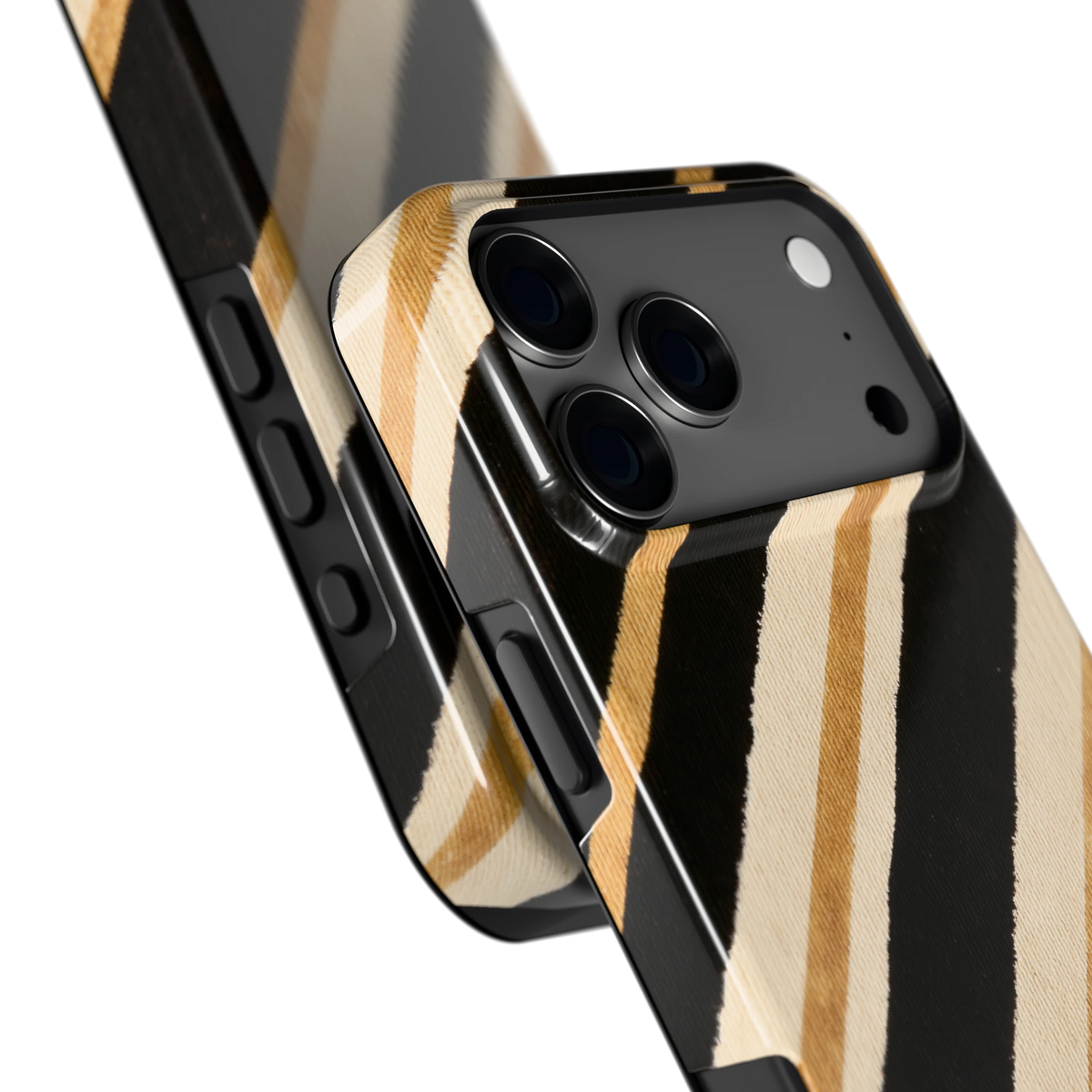 Diagonale Clubstrepen hoesje voor iPhone 17 Pro Max, close-up