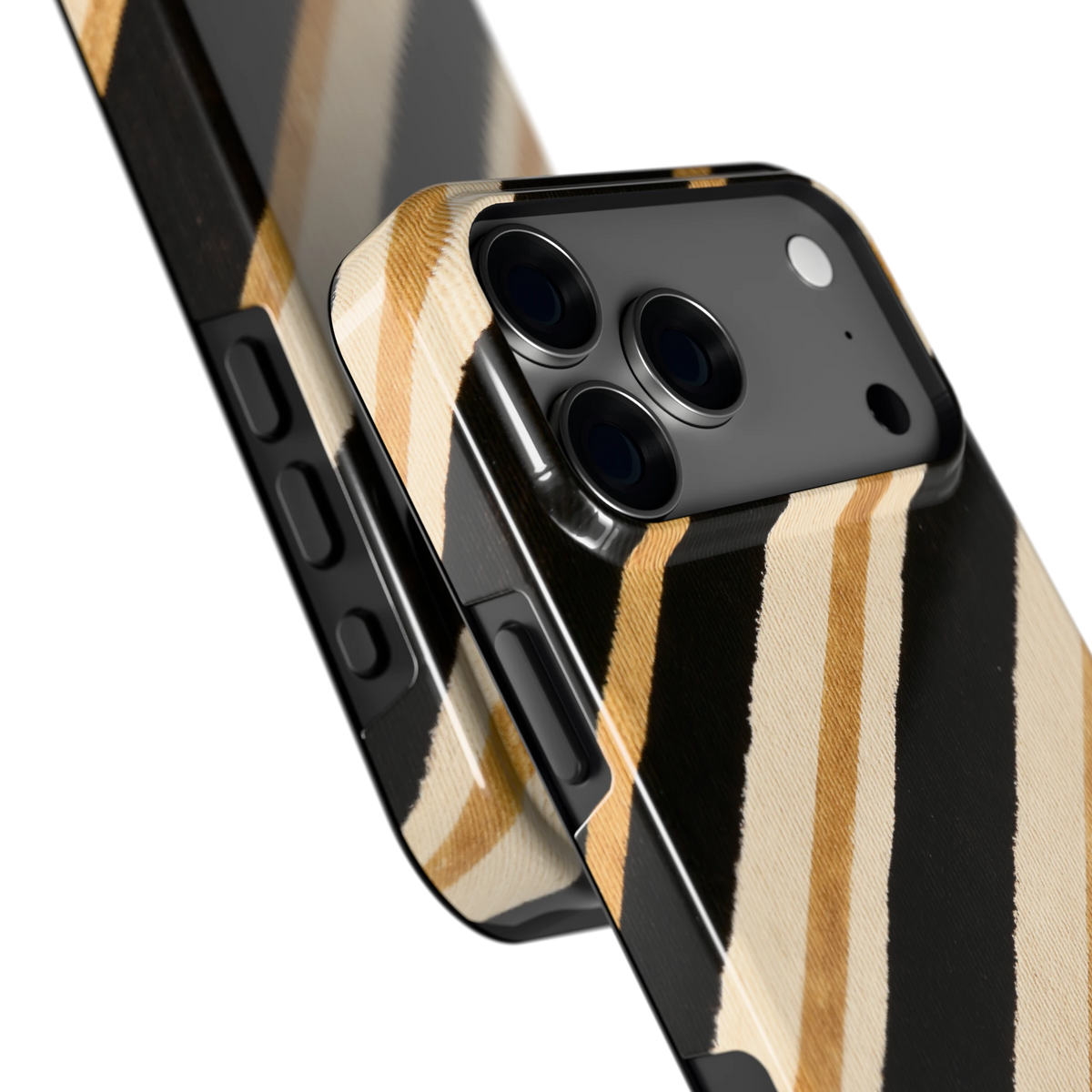 Diagonale Clubstrepen hoesje voor iPhone 18 Pro Max, close-up
