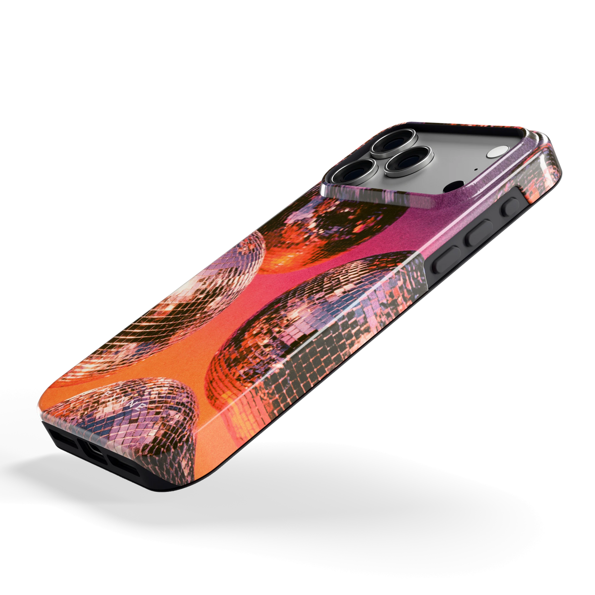Discoballen Gloed hoesje voor iPhone 18 Pro Max, schuin