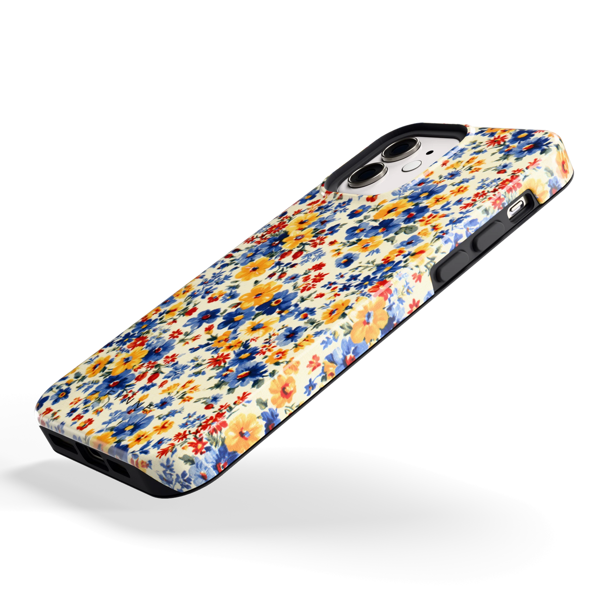 Bloemenweide hoesje voor iPhone 12, schuin