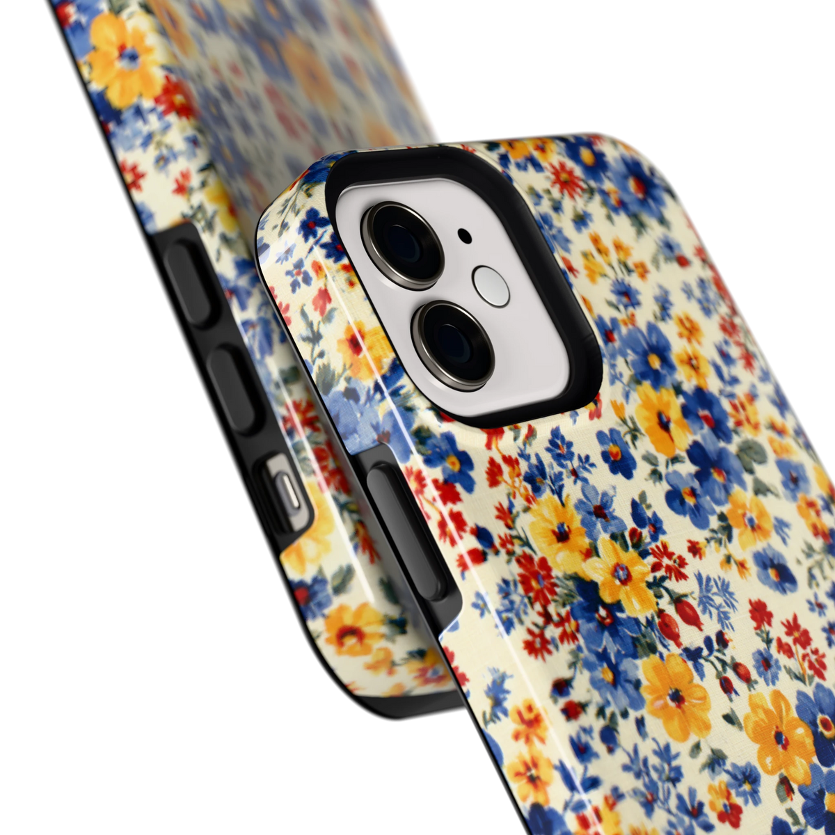 Bloemenweide hoesje voor iPhone 12, close-up