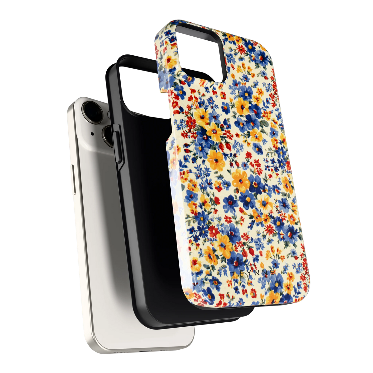 Bloemenweide hoesje voor iPhone 14, los van de telefoon