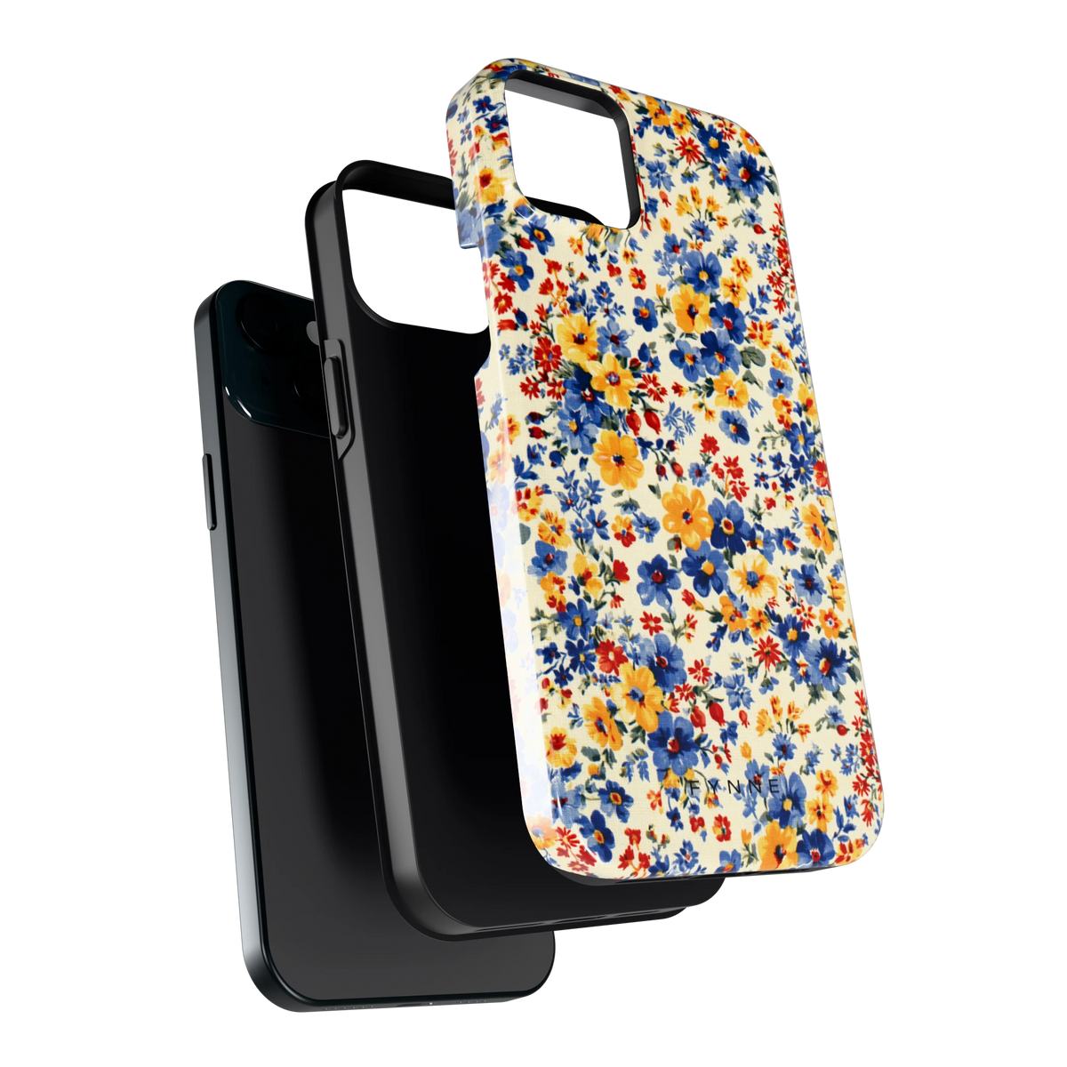 Bloemenweide hoesje voor iPhone 15 Plus, los van de telefoon
