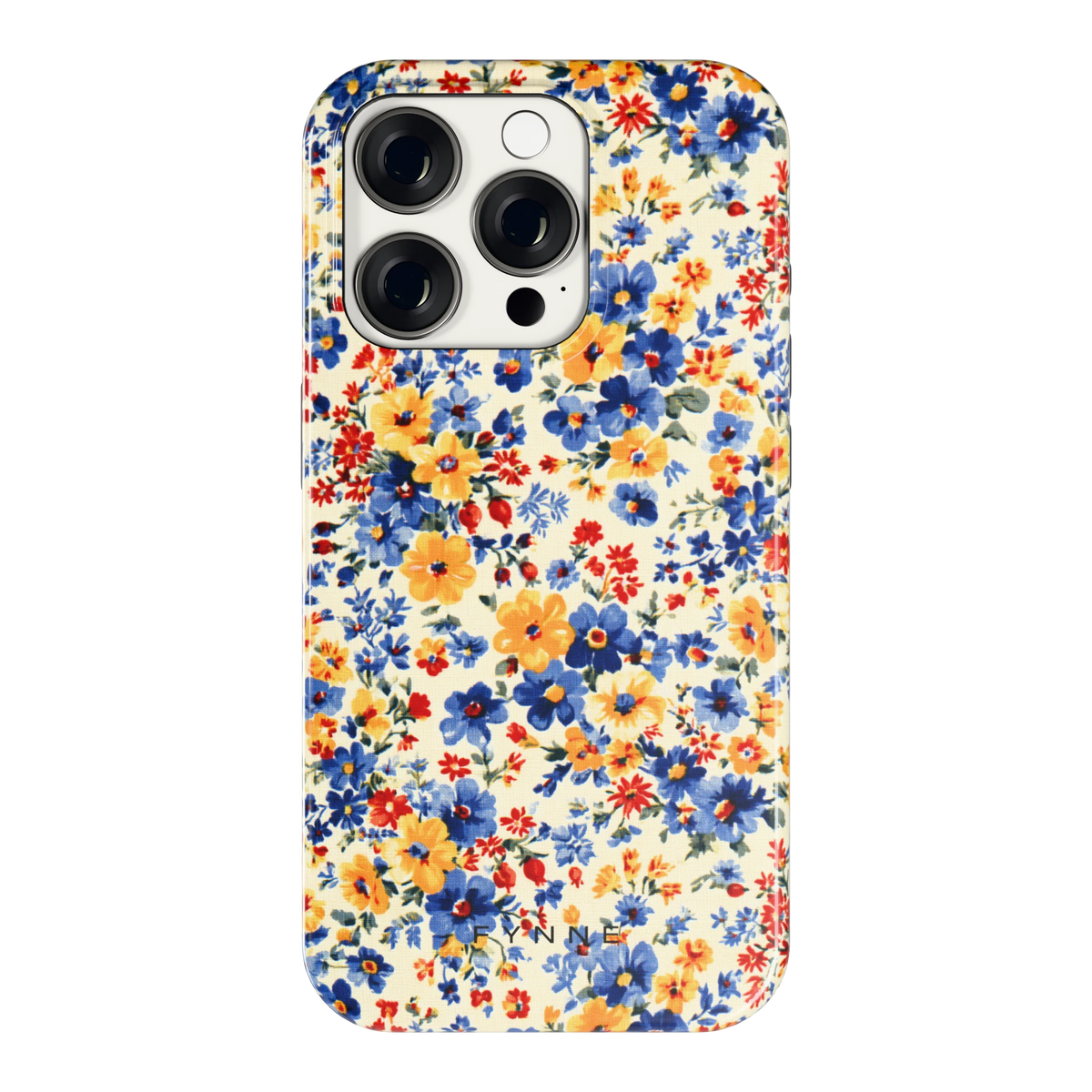 Bloemenweide hoesje voor iPhone 15 Pro, achterkant