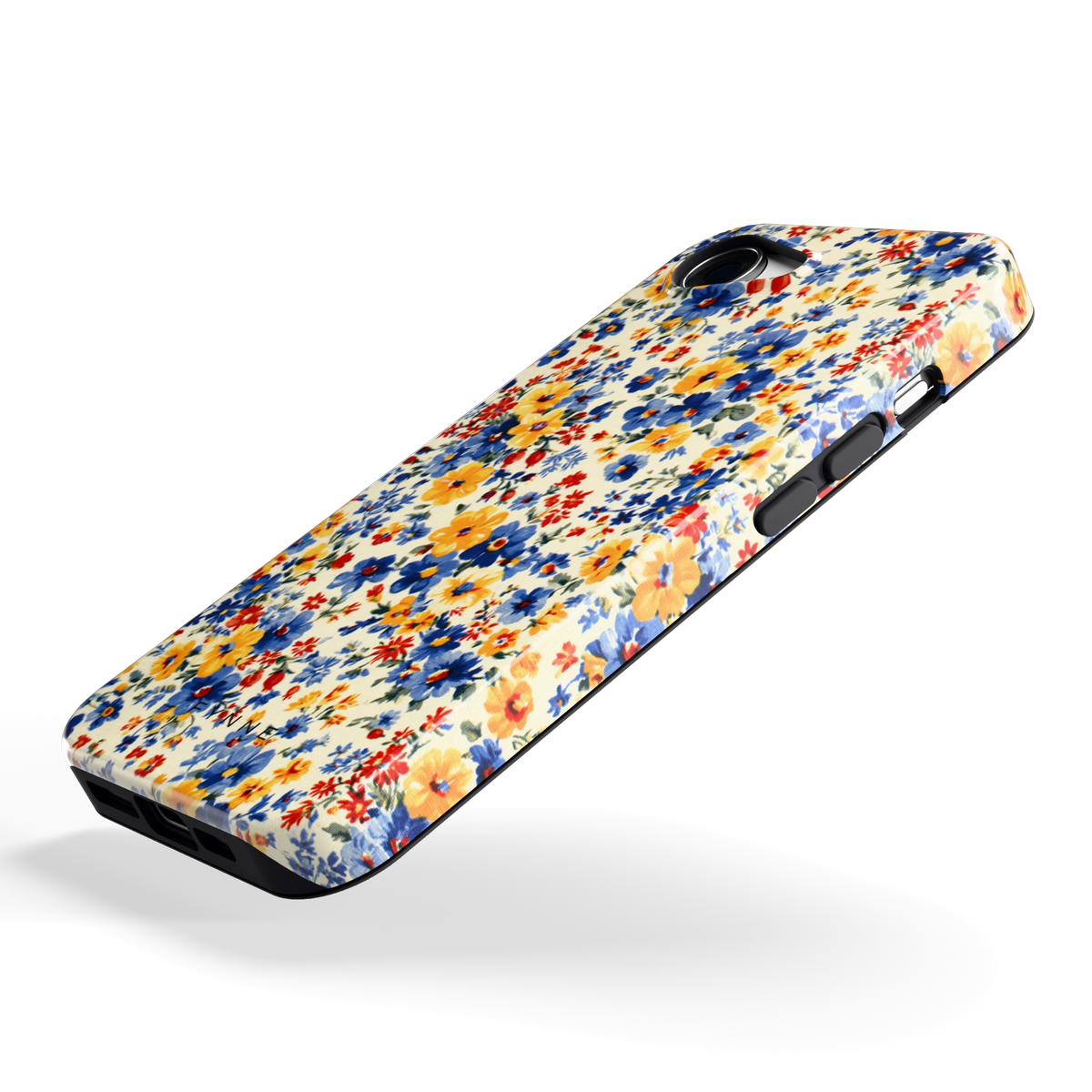Bloemenweide hoesje voor iPhone 16e, schuin