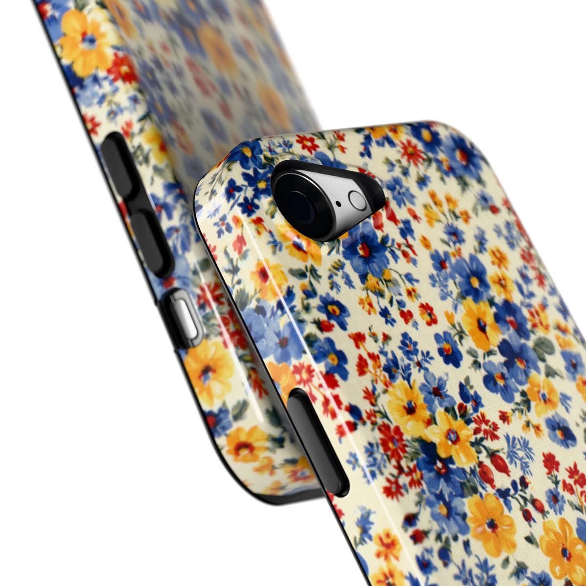 Bloemenweide hoesje voor iPhone 16e, close-up