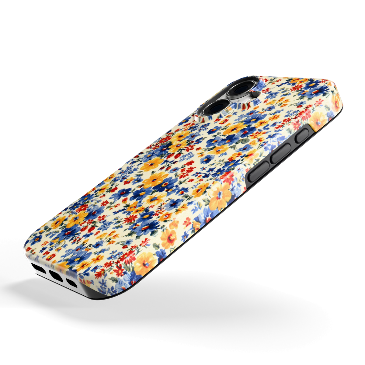 Bloemenweide hoesje voor iPhone 17, schuin