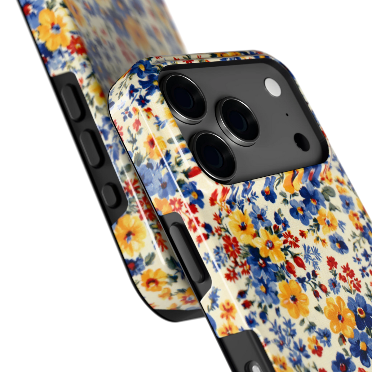 Bloemenweide hoesje voor iPhone 17 Pro, close-up