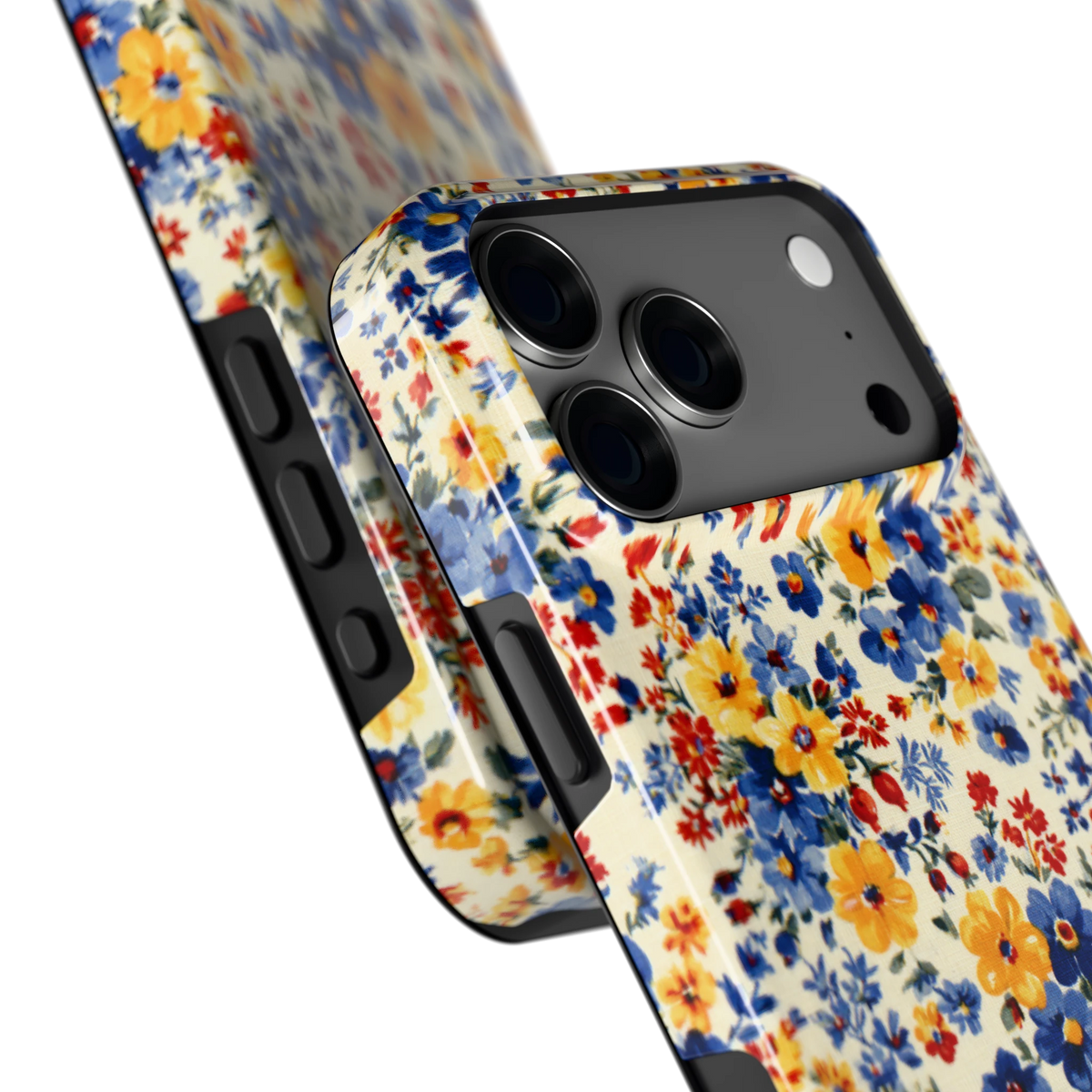 Bloemenweide hoesje voor iPhone 18 Pro Max, close-up