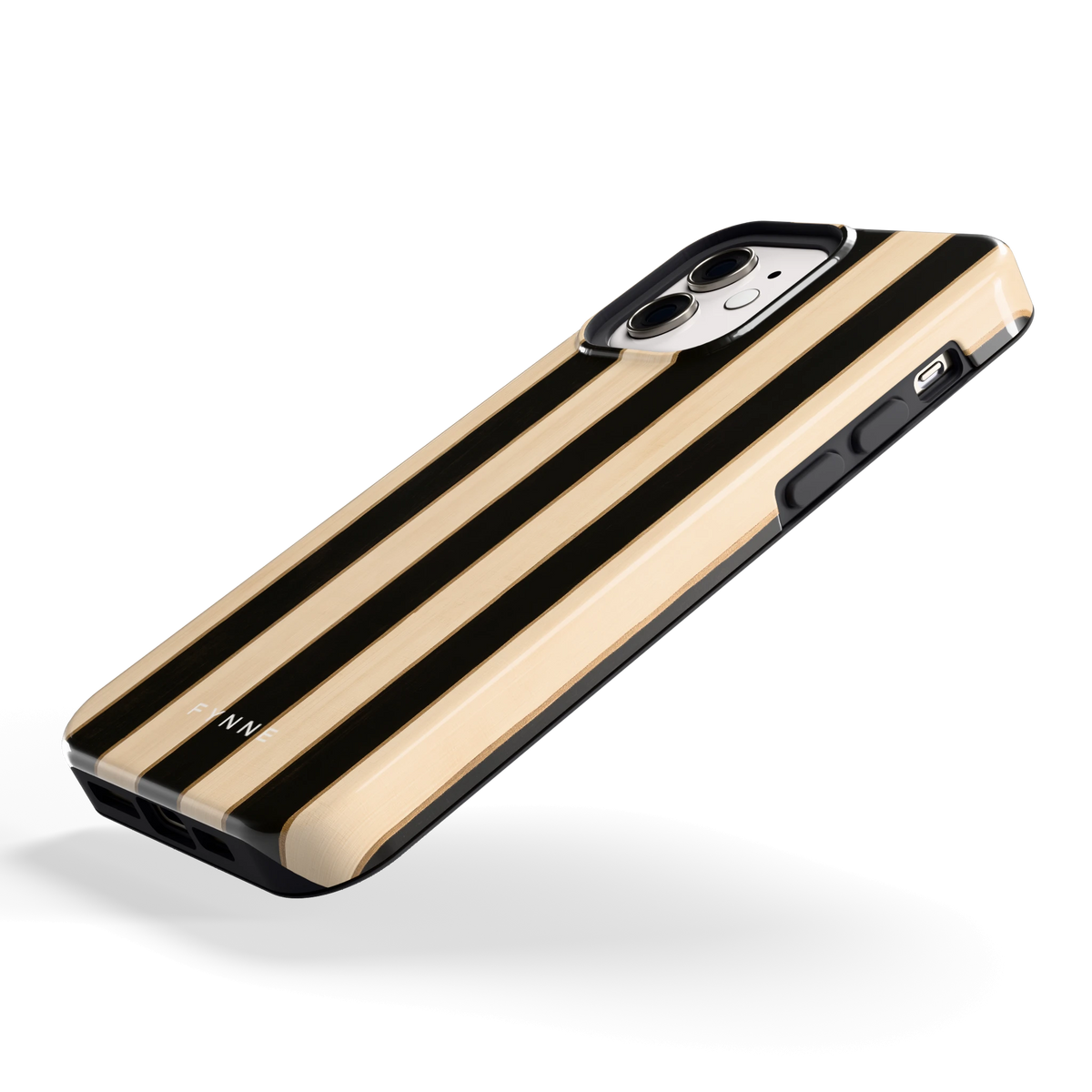 Ebbenhout Strepen hoesje voor iPhone 12, schuin
