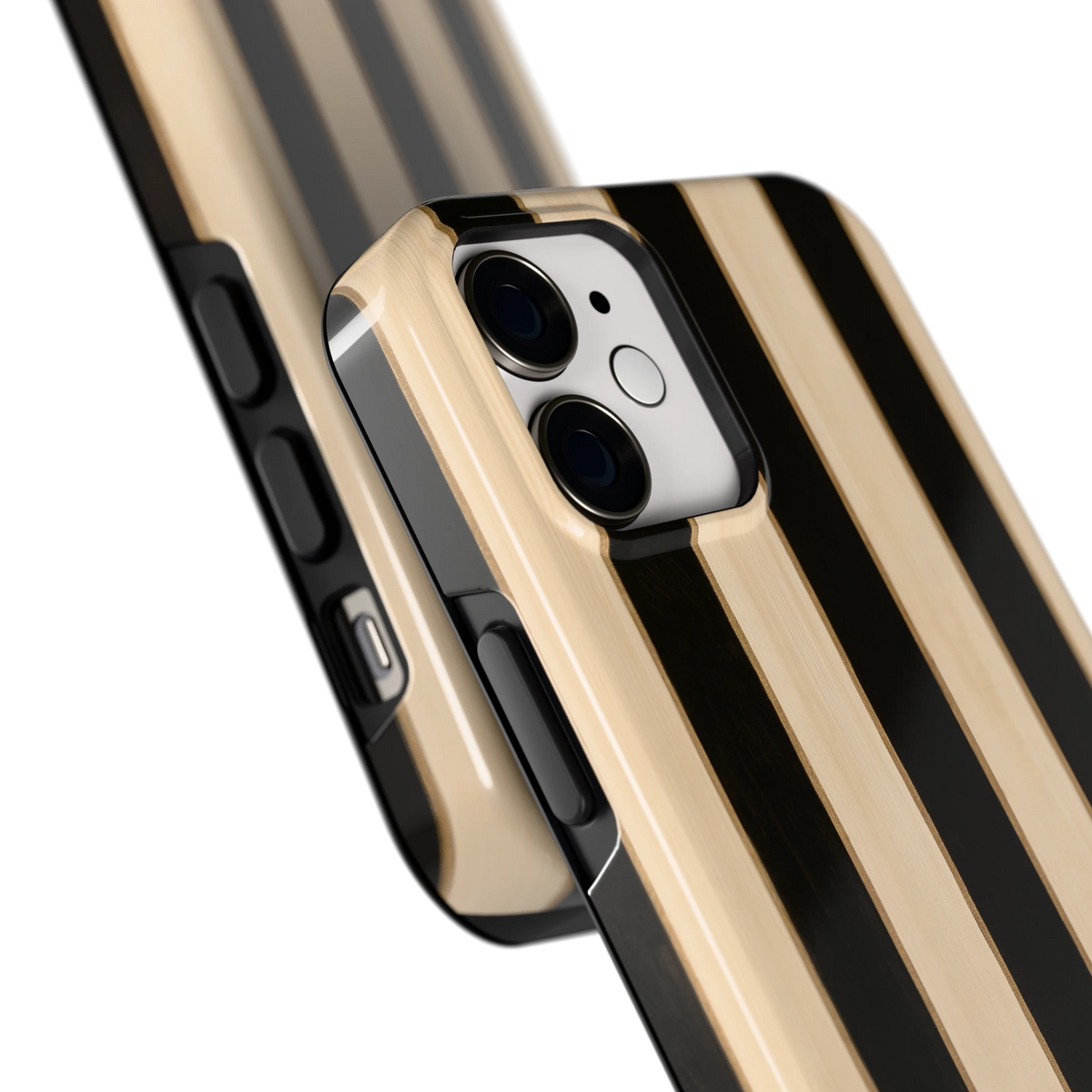 Ebbenhout Strepen hoesje voor iPhone 12 mini, close-up