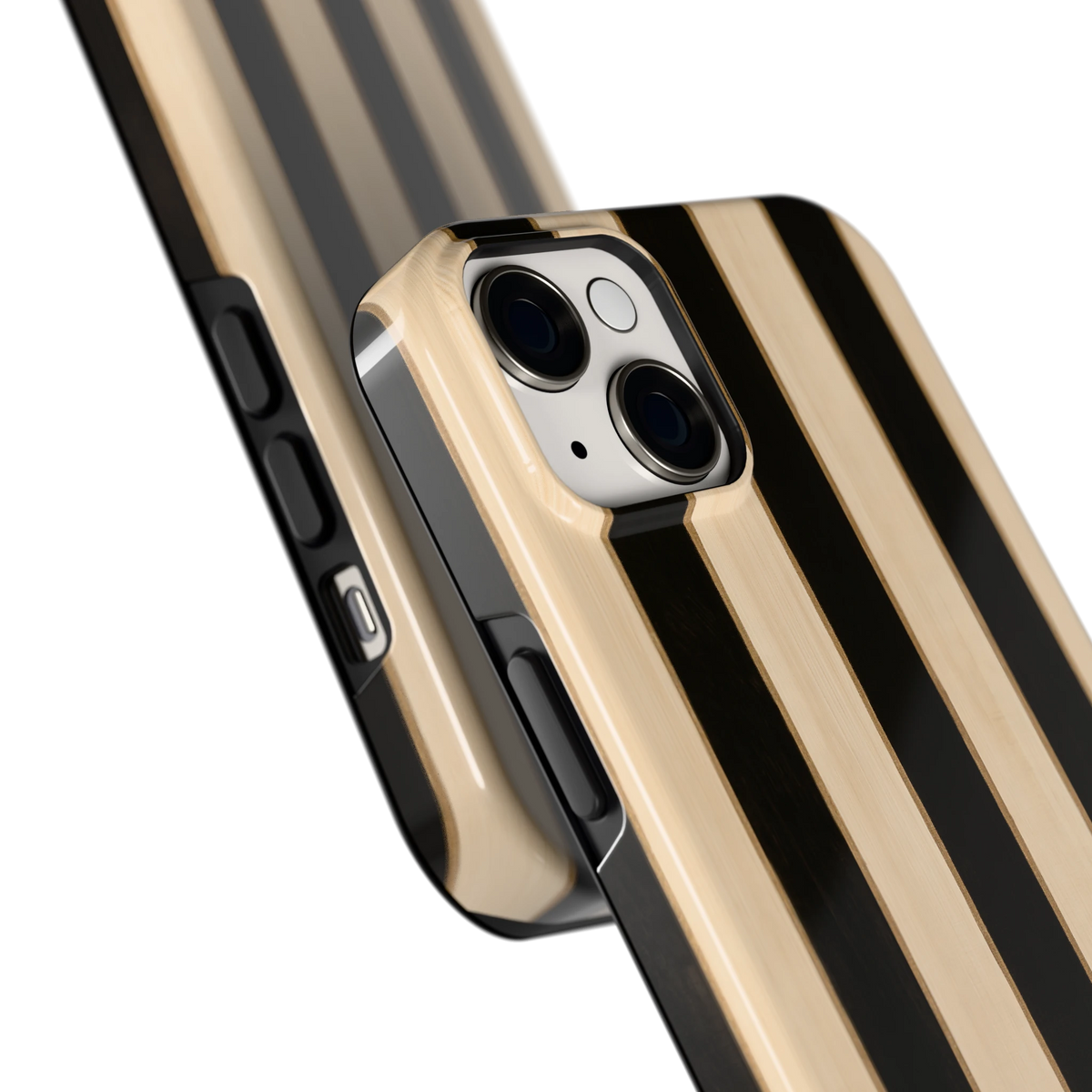 Ebbenhout Strepen hoesje voor iPhone 14 Plus, close-up