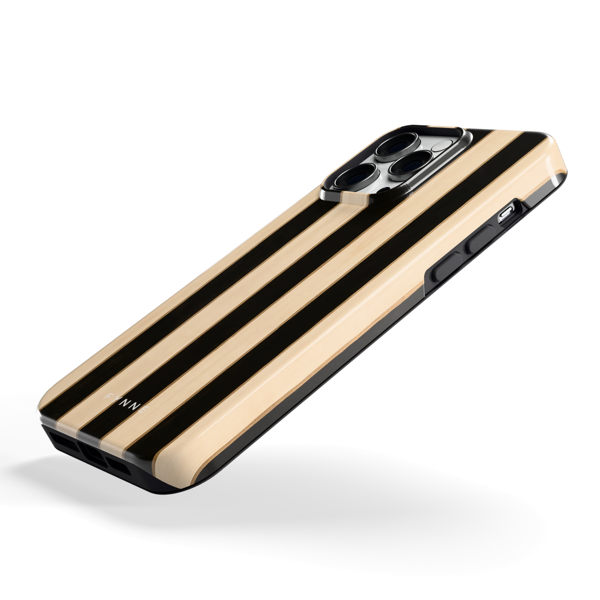 Ebbenhout Strepen hoesje voor iPhone 14 Pro Max, schuin